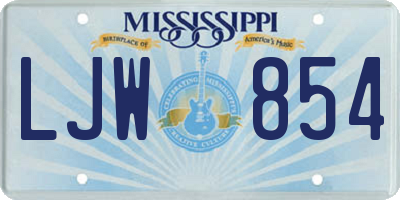 MS license plate LJW854
