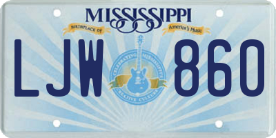 MS license plate LJW860