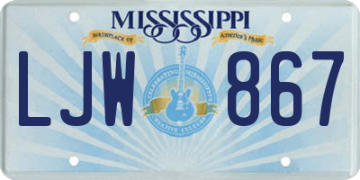 MS license plate LJW867