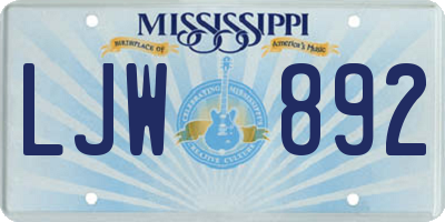 MS license plate LJW892
