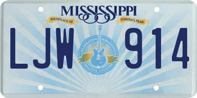 MS license plate LJW914
