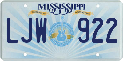 MS license plate LJW922