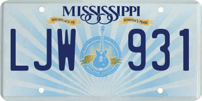 MS license plate LJW931
