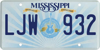 MS license plate LJW932