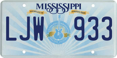MS license plate LJW933