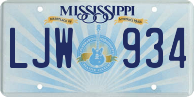 MS license plate LJW934