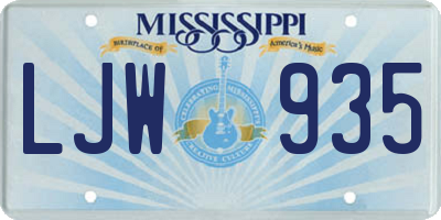 MS license plate LJW935