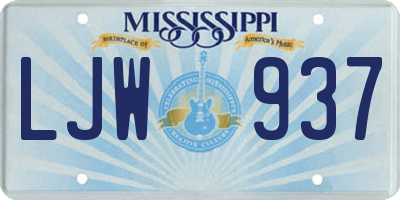 MS license plate LJW937
