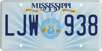 MS license plate LJW938