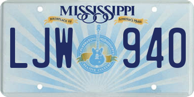 MS license plate LJW940
