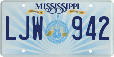 MS license plate LJW942