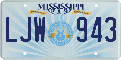 MS license plate LJW943