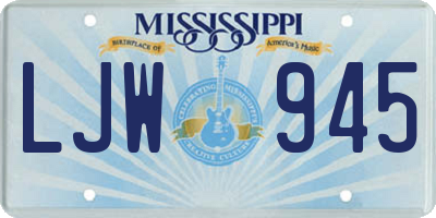 MS license plate LJW945