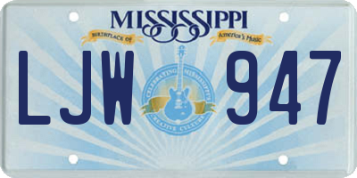 MS license plate LJW947
