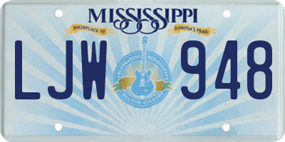 MS license plate LJW948