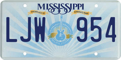 MS license plate LJW954