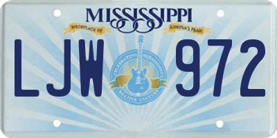 MS license plate LJW972