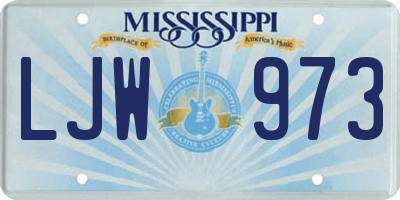 MS license plate LJW973