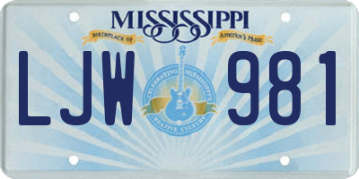 MS license plate LJW981