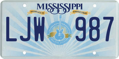 MS license plate LJW987