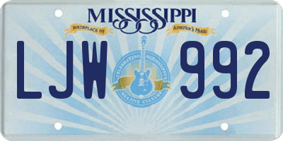 MS license plate LJW992