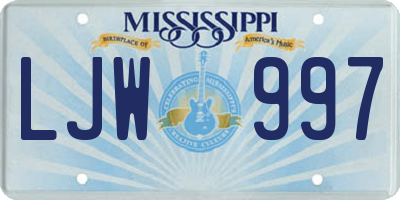 MS license plate LJW997