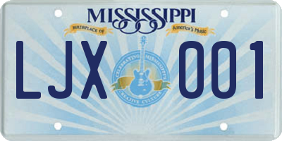 MS license plate LJX001