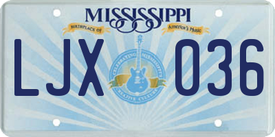 MS license plate LJX036