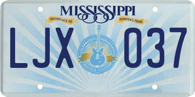 MS license plate LJX037