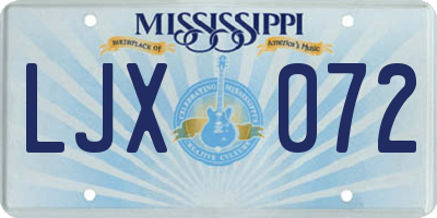 MS license plate LJX072