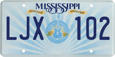 MS license plate LJX102
