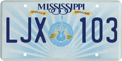 MS license plate LJX103