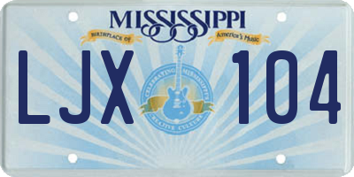 MS license plate LJX104
