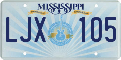 MS license plate LJX105