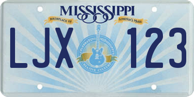 MS license plate LJX123