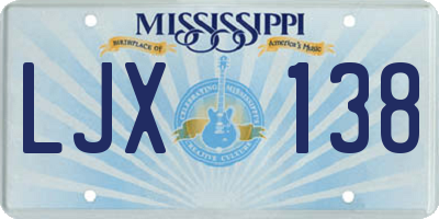 MS license plate LJX138
