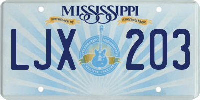 MS license plate LJX203