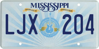 MS license plate LJX204