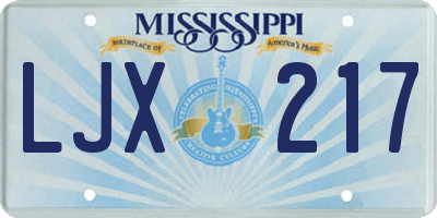 MS license plate LJX217