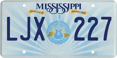 MS license plate LJX227