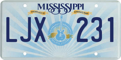 MS license plate LJX231