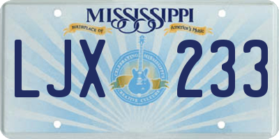 MS license plate LJX233