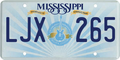 MS license plate LJX265