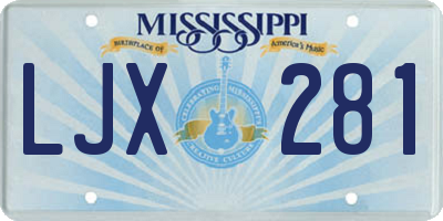 MS license plate LJX281