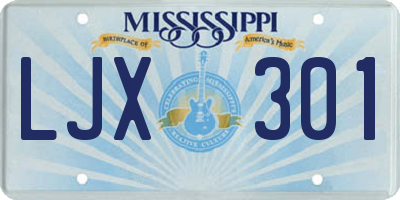 MS license plate LJX301