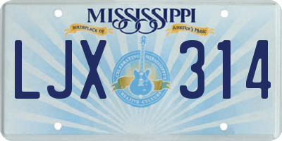 MS license plate LJX314