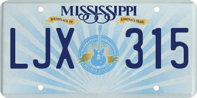MS license plate LJX315
