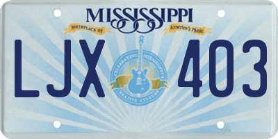MS license plate LJX403