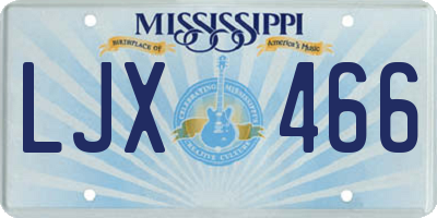 MS license plate LJX466