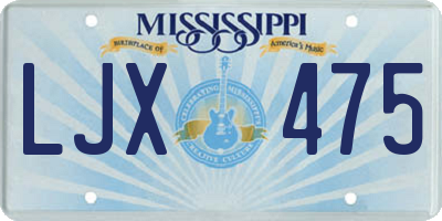 MS license plate LJX475